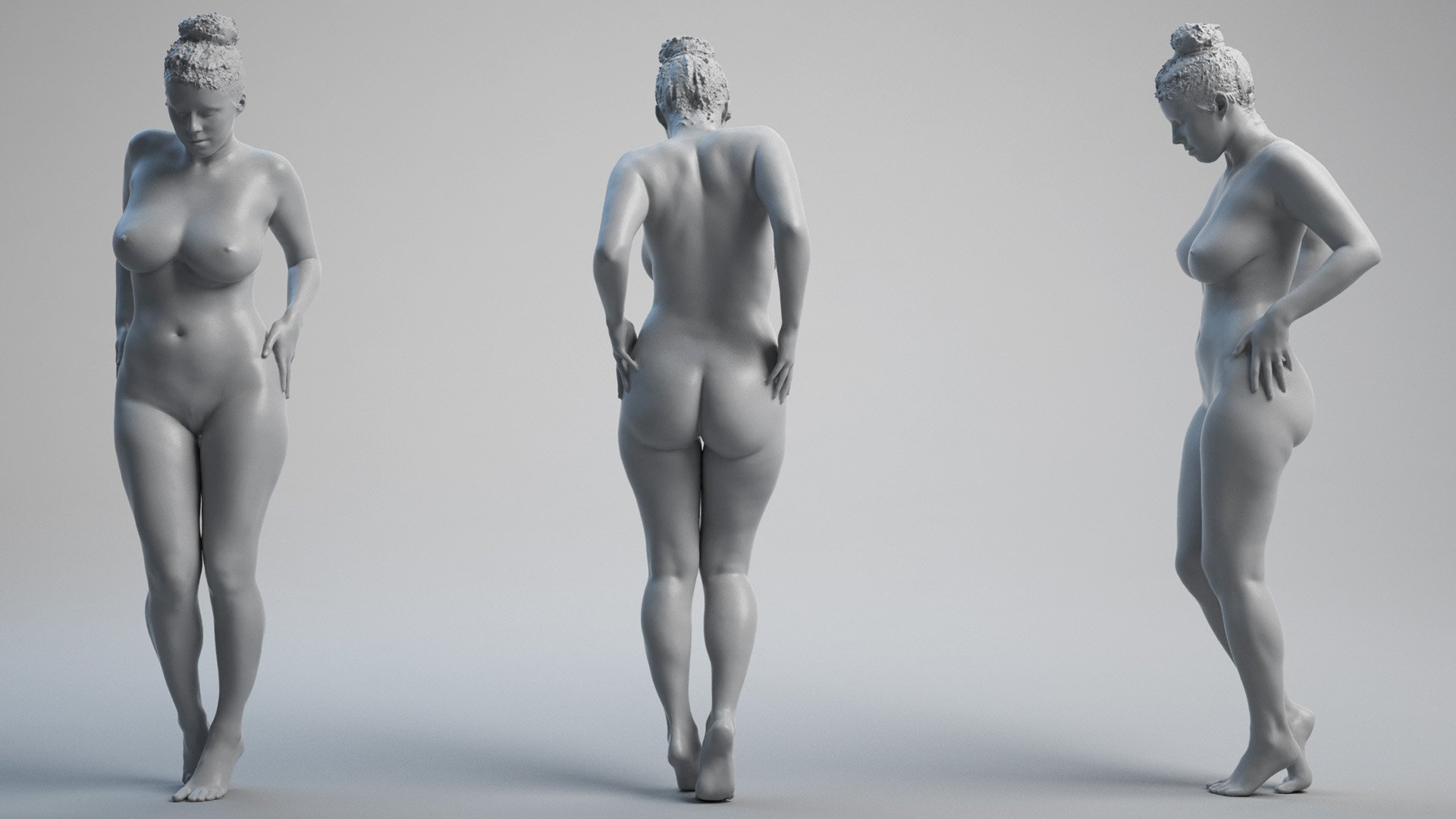 Naked Female 3D Body Hip Pose